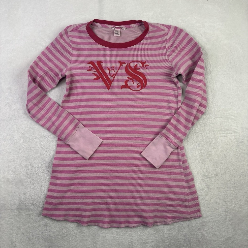 Victoria's Secret Fireside Thermal PINK Sleepshirt Night Gown Long Sleeve XS